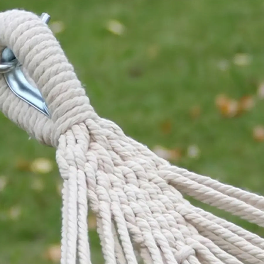 A Bohemian-style anti-fall hammock suitable for 1 to 2 people to use